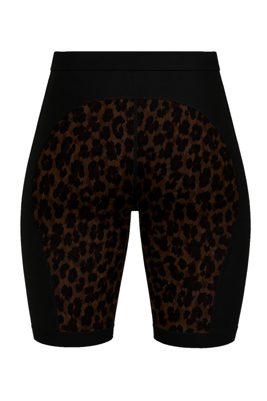Womens Padded Cycling Liner Undershorts | Savannah Black & Leopard Print