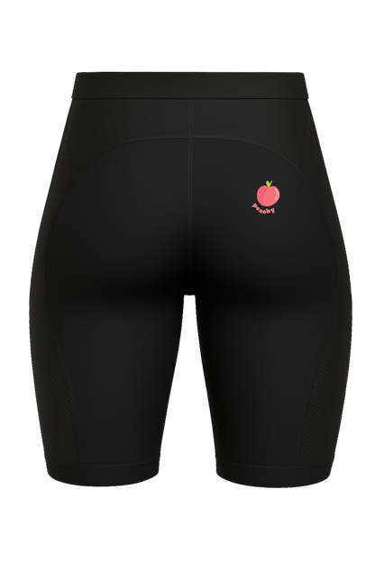 Womens Plain Black with Peachy Logo Padded Cycling Liner Undershorts Knickers