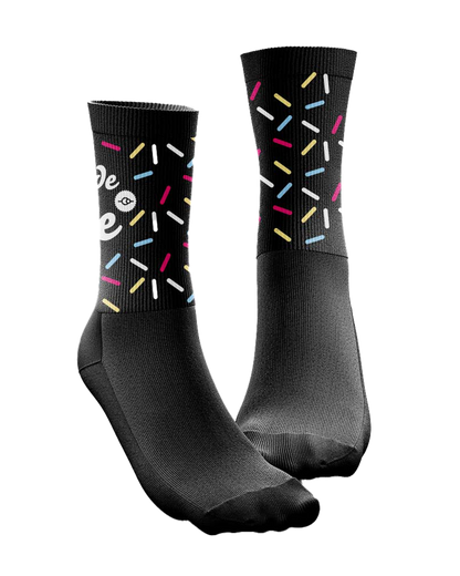 Will Ride For Cake Sprinkle Black Technical Cushioned Cycling Socks